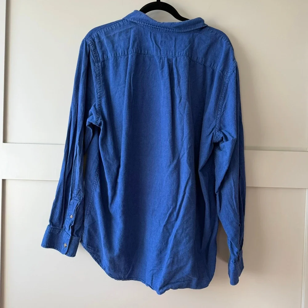 Old Navy Linen Blend Shirt Mens XL Blue Slim Fit Long Sleeve Button Down Pocket